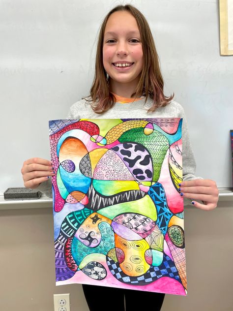 Neurographic Art: Independent Term Project | Ms. Amsler's Artroom Amsler's Artroom, Intermediate Art, Art Sub Lessons, Neurographic Art, Abstract Art Projects, 7th Grade Art, Middle School Lesson Plans, Collaborative Art Projects, 8th Grade Art