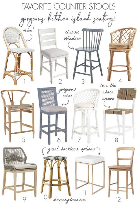 Kitchen Island Stools Farmhouse, Stools For Island In Kitchen, Island Barstools With Backs, Chairs For Island In Kitchen, Island Stools With Back, Island Chairs With Backs, Island Chairs Counter Stools, Wood Kitchen Island With Seating, Kitchen Island Chairs With Back