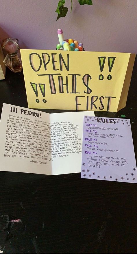 Crafty Gift Ideas For Girlfriend, Cute Thing To Make Your Boyfriend, Cute Gifts For Long Distance Friends, Gifts For Bf Just Because, Cute Gifts For Your Partner, Open When You Need Love, Crafts For Long Distance Relationships, Letters To Open When Boyfriends, Things To Make Your Long Distance Boyfriend