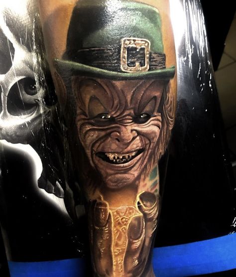 Evil Leprechaun, Leprechaun Movie, Leprechaun Tattoos, Horror Movie Tattoos, Turtle Tattoo Designs, William Butler Yeats, Movie Tattoos, Horror Movie Icons, Turtle Tattoo