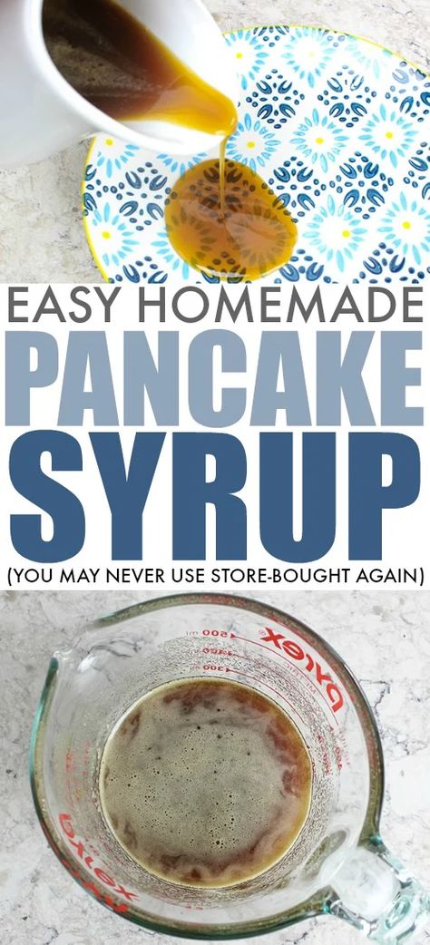 Diy Syrup, Homemade Pancake Syrup, Pancakes Syrup, Pancake Syrup Recipe, Easy Homemade Pancakes, Pancake Syrup, Homemade Syrup, Homemade Pancakes, Pancakes Easy