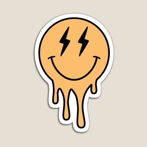 Get my art printed on awesome products. Support me at Redbubble #RBandME: https://www.redbubble.com/i/magnet/Melting-face-lightning-bolt-by-DigitalBonBons/140000810.TBCTK?asc=u Nails Lightning Bolt, Face Lightening, Melting Face, Retro Clipart, Lightning Bolt Design, Reference Art, Abc 123, Face Stickers, Face Tattoo