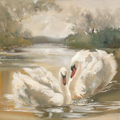 Forever by Your Side Swan Oil Painting, Swan Watercolor, White Oil Painting, Swan Art, Swan Painting, Swans Art, Rennaissance Art, Have Inspiration, Bird Painting