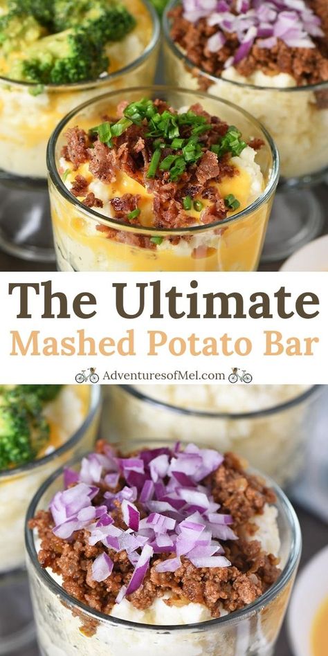 Appetizers Wedding, Ultimate Mashed Potatoes, Mashed Potato Bar, Party Food Bars, Baked Potato Bar, Potato Bar, Appetizers For A Crowd, Feed A Crowd, Celebration Ideas