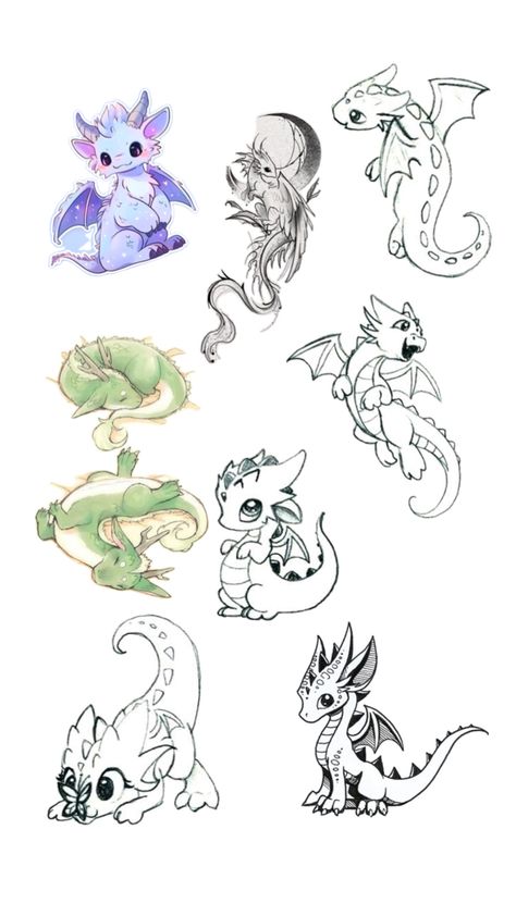 Dragon Unicorn Tattoo, Cute Dragon Tattoos, Baby Dragon Tattoo, Baby Dragon Tattoos, Baby Dragons Drawing, Cute Dragon Tattoo, Dragons Drawing, Matching Tattoos For Couples, Bubble Tattoo