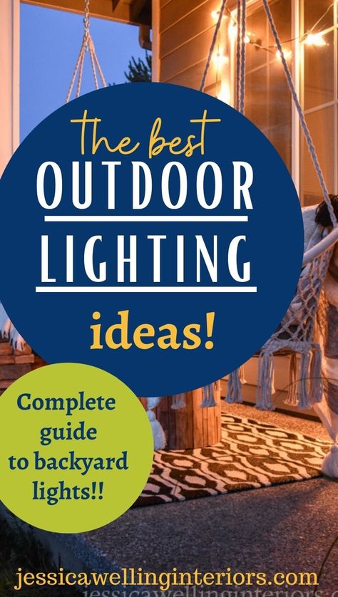 The Best Outdoor Lighting Ideas! Complete Guide to Backyard Lights! image of macrame swing chairs on porch with string lights hanging above them Gazebo Solar Lighting Ideas, Outdoor Gazebo Lighting Ideas, Hanging Solar Lights Ideas Outdoor, Patio Chandelier Outdoor, Gazebo Lighting Ideas Hanging Lanterns, Battery Powered Patio Lights, Gazebo Chandelier Outdoor, Battery Operated Lights Patio, Hanging Lights Under Covered Patio