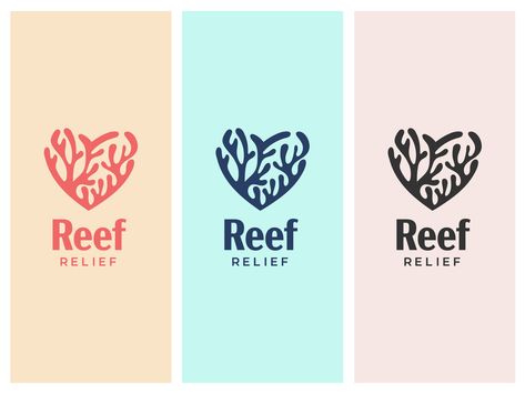 Reef Relief by Allison Pastor  allisonpastordesigns.com  #logo #logodesign #branding Seaweed Logo Design, Coral Reef Logo, Aquarium Branding, Coral Branding, Aquarium Logo, Japanese Snacks Packaging, Coral Logo, Ocean Logo, Coral Reef Ecosystem