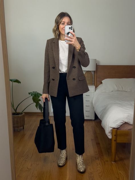 H&m Blazer For Office In Fall, Relaxed Fit Mid-rise Bottoms For Business Casual, Winter Single-breasted Business Casual Blazer, H&m Fall Office Blazer, Outfits For Medium Sized Women, H&m Tailored Casual Blazer, Medium Sized Women, Cute Teacher Outfits, Professional Work Outfit