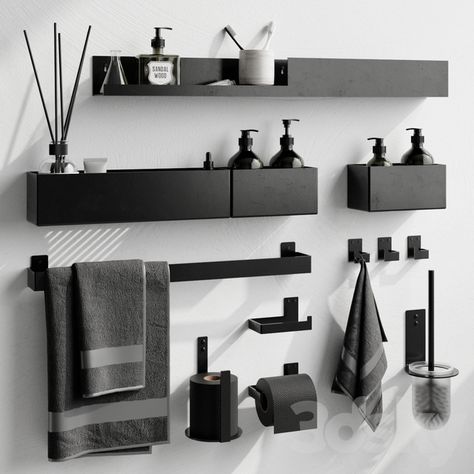 Bathroom Accessories Ideas Decor, Kitchen Decor Collections, Mens Bedroom Decor, Washroom Accessories, Black Bathroom Decor, Toilet Room Decor, Modern Bathroom Accessories, Black Bathroom Accessories, Bathroom Inspiration Modern