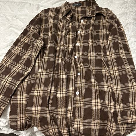 Brand New, Never Worn Flannel Brown Flannel Aesthetic, Brown Flannel Outfit, Aesthetic Flannel, Flannel Aesthetic, Grunge Flannel, Mha Dr, Outfit Reference, Brown Flannel, Plaid Brown