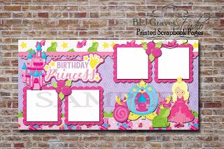 BLJ Graves Studio: Princess Birthday Printed Scrapbook Pages Princess Scrapbook Layout, Birthday Princess Theme, Birthday Scrapbook Layouts, Birthday Scrapbook Pages, Year Scrapbook, Birthday Scrapbook, Birthday Princess, Princess Theme, 12x12 Scrapbook