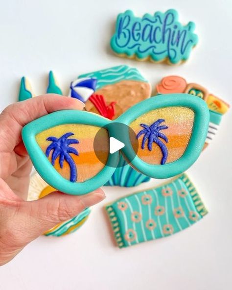 Bathing Suit Royal Icing Cookies, Tiki Cookies Decorated, Pool Party Royal Icing Cookies, Florida Cookies Decorated, Laua Theme Cookies, Flamingo Pool, Beach Cookies, Icing Colors, Hawaiian Theme