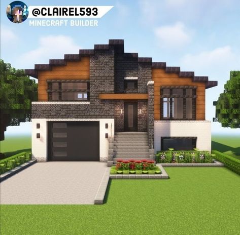 Cool Minecraft House Ideas Easy, Black Minecraft House, Minecraft Flat World Ideas, House Layout Minecraft, Ideas Para Casas En Minecraft, Minecraft Building Ideas Modern, Minecraft Large House, Minecraft Designs Houses, Mincraft Idea Houses Modern