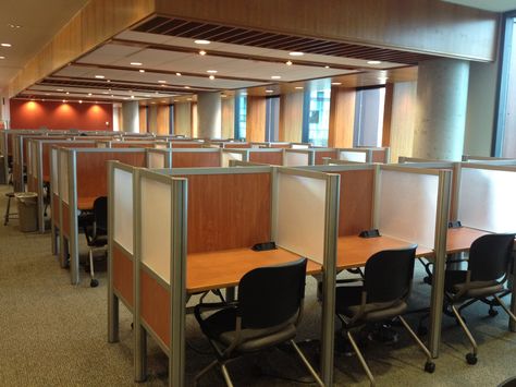 Study carrels   For quotations and specifications, contact Barry Schneider at barry@barryschneider.com / Phone (310) 447-4700 Library Space, Ram Navmi, Study Hall, Study Cafe, Cool Office, Space Design, Office Furniture, Ram, Design Ideas