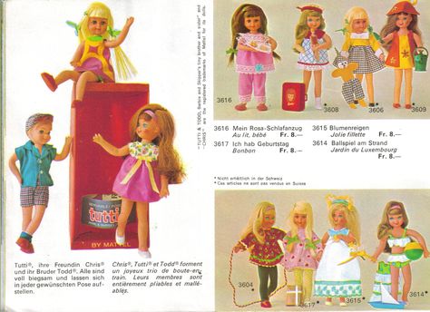 Tutti And Todd Dolls, Tutti Doll Vintage, Barbie Presentation, Barbie Catalog, Tutti Doll, 60s Barbie, Barbie Booklet, Pond Yachts, Friends Picture