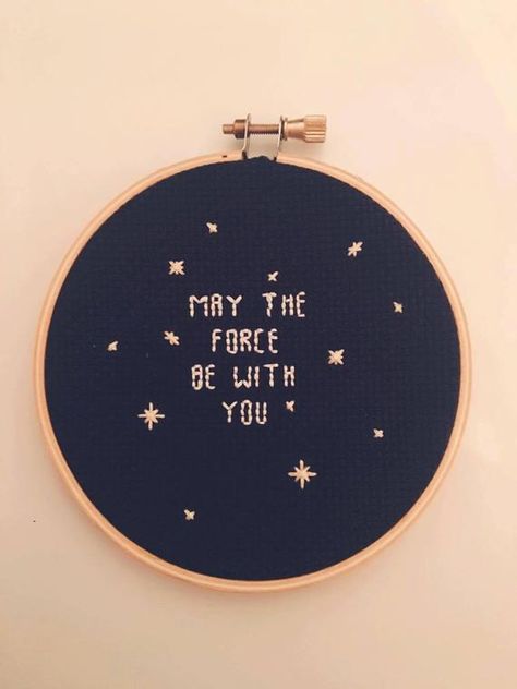 Items similar to star wars "may the force" cross stitch hoop on Etsy Star Wars Embroidery, Cross Stitch Hoop, 자수 디자인, Hand Embroidery Stitches, Modern Embroidery, Embroidery Hoop Art, A Cross, Embroidery Inspiration, Diy Embroidery