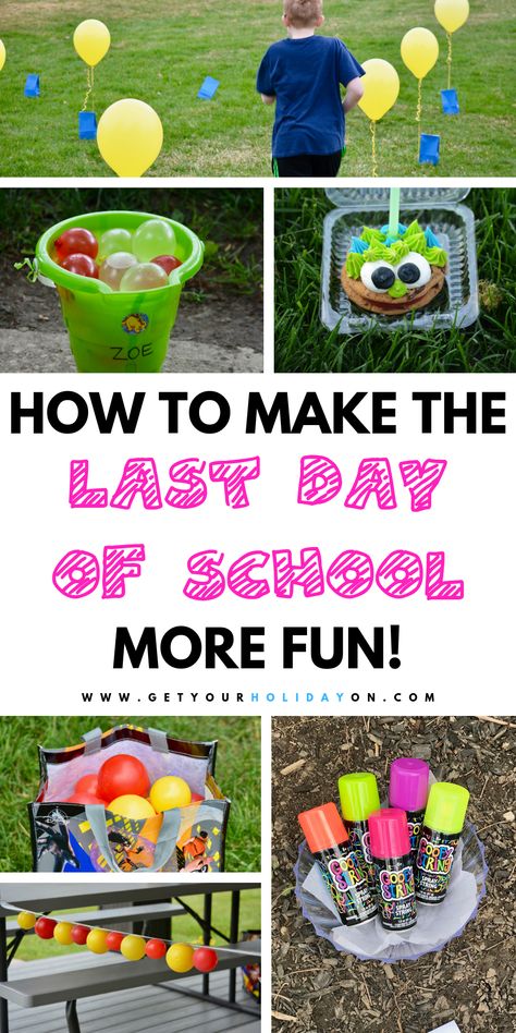 As a matter of fact, I give you creative ways to make your son or daughter's last day of school memorable! Find ways to make moving up another grade started off on the right track! Kick start summer with an awesome pool party, back to school sign, and more! #diys #school #parents #momlife End Of School Summer Party, End Of School Year Activities Outside, Last Day Of School Decoration Ideas, Start Of Summer Party For Kids, School Is Out For Summer Party, Summer Class Activities, Kickoff To Summer Party, End Of School Year Celebration Ideas, 1st Day Of Summer Party