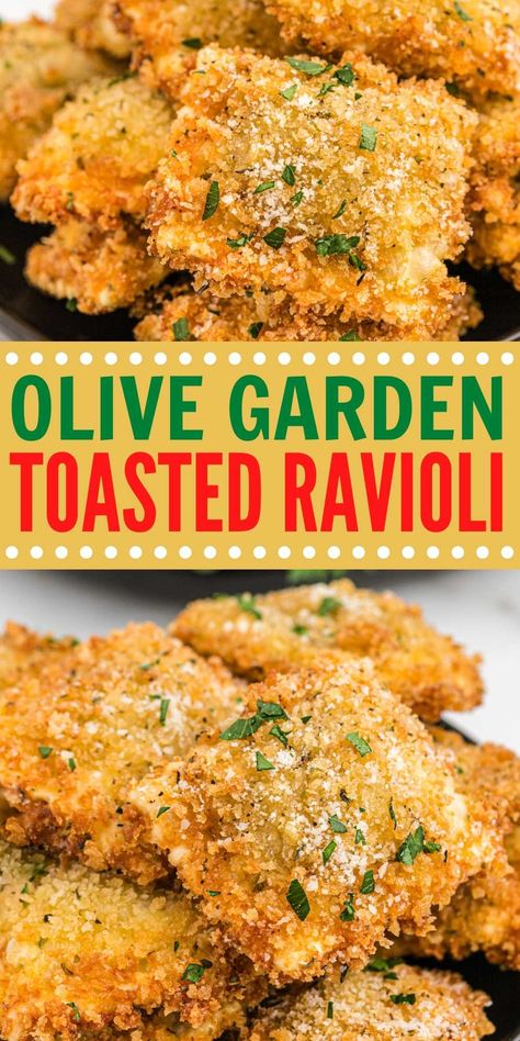 Olive Garden Toasted Ravioli Recipe - Eating on a Dime Olive Garden Appetizers, Toasted Ravioli Recipe, Fried Ravioli, Eating On A Dime, Olive Garden Recipes, Toasted Ravioli, Appetizer Sandwiches, Ravioli Recipe, Meatless Main Dishes