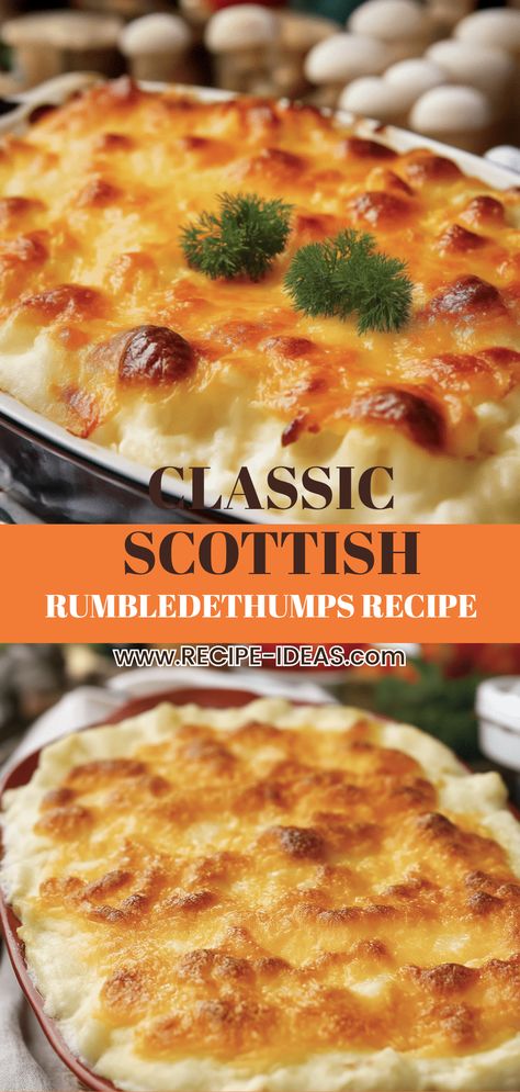 Rumbledethumps is a traditional Scottish comfort dish made with mashed potatoes, grilled cabbage, and topped with melted cheese. It uses two images showcasing the tasty preparation of this classic recipe. Easy Special Occasion Dinner, Scottish Rumbledethumps Recipe, British Comfort Food Recipes, Welsh Rabbit Recipe, British Pub Food Recipes, Traditional Scottish Recipes, Old English Recipes, Scottish Recipes Traditional, Irish Cabbage Recipes