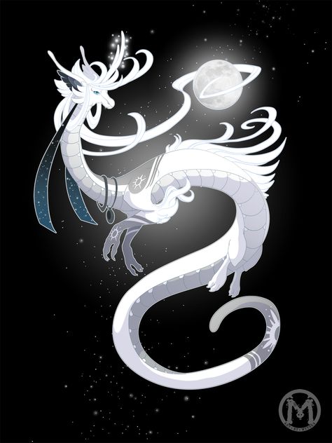 Dragon-A-Day JAN10 - The Moon by Mythka Dragons Pictures, Myth Creatures, January Theme, Eastern Dragon, Design Dragon, Mystical Animals, Creatures Art, Dragon Illustration, Beautiful Dragon