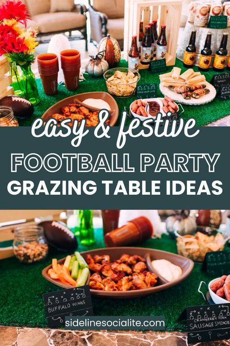 Elevate your Football Game Day Thanksgiving with these easy and stunning grazing table ideas! Discover fall-inspired decorations, centerpieces, and DIY decor setups that will leave your guests in awe. Get ready for a delicious and visually appealing buffet spread. Grazing Table Decorations, Grazing Table Ideas, Football Watch Party, Buffet Presentation, Thanksgiving Football, Food For Special Event, Bowl Ideas, Sports Birthday Party, Best Party Food