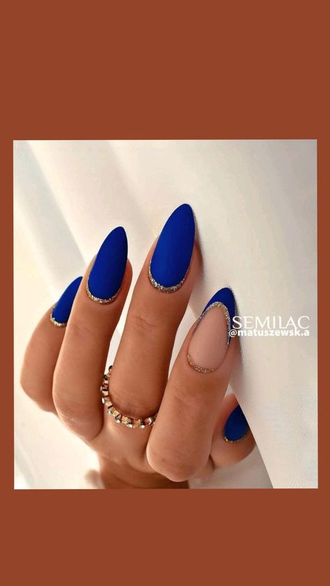 Royal Blue Nails Designs, Essence Nails, Blue Prom Nails, Nails Coral, Blue Gel Nails, Royal Blue Nails, Dark Blue Nails, Blue Acrylic Nails, Nails Green