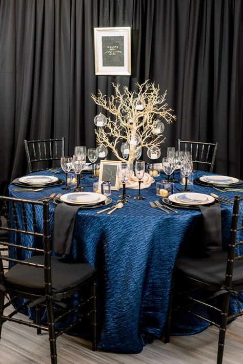 Showroom Spotlight | Lisa Norris Events | A Classic Party Rental Prom Themes Starry Night, Under The Stars Quinceanera Theme, Quinceñera Ideas, Weird Wedding, Moonlight Wedding, Starry Night Prom, Celestial Wedding Theme, Blue Sweet 16, Renewing Vows