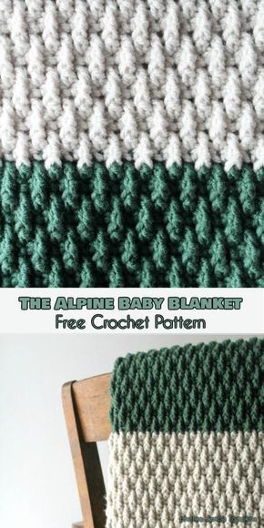 The Alpine Baby Blanket Free Crochet Pattern #freecrochetpatterns #crochetblanket #babyblanket Baby Blanket Free Crochet Pattern, Crocheted Blanket, Crochet For Beginners Blanket, Handmade Yarn, Baby Afghan Crochet, Haken Baby, Crochet Patterns Free Blanket, Afghan Patterns, Afghan Pattern