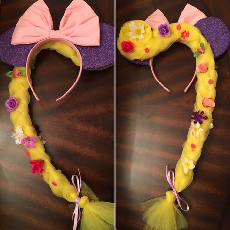 Rapunzel Mickey Ears! Disney Mouse Ears, Diy Mickey Ears, Disney Mickey Ears, Disney Home Decor, Disney Mouse, Mickey Mouse Ears, Disney Tangled, Disneyland Trip, Minnie Mouse Ears