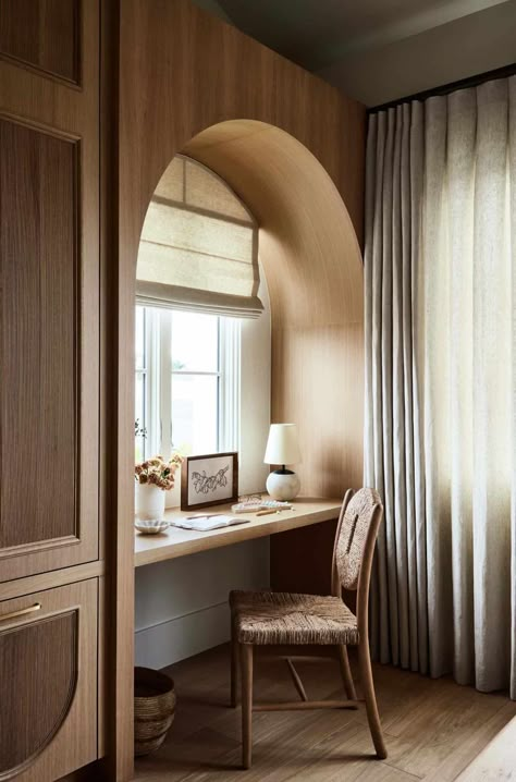 Spanish Style Home, Built In Desk, Chic Bedroom, Residential Interior, Home Office Design, Built Ins, Dream Room, Bedroom Office, Custom Furniture