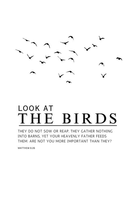 Look At The Birds Bible Verse, Zion Paintings, Christian Art Ideas, Simple Christian Art, Paradox Tattoo, Nursery Farmhouse, Matthew 6 26, Bible Wallpaper, Bible Artwork