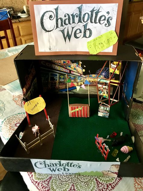 Charlotte’s web #schoolproject #thirdgrader #diorama Charlotte's Web Diorama, Charlotte’s Web Diorama, Charlottes Web School Project, Charlottes Web Project Third Grade, Charlottes Web Project Ideas, Charlotte's Web Diaroma, Charlottes Web Diorama, Charlotte Web Diorama, Book Report Diorama Ideas