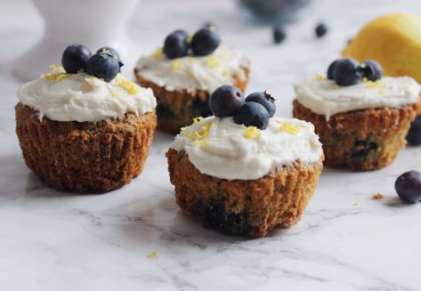 This recipe is from Kara Swanson, founder of Life Well Lived Paleo Pancake Mix Recipe, Kara Swanson, Pancake Mix Muffins, Lemon Blueberry Cupcakes, Paleo Muffins, Blueberry Cupcakes, Sugar Pop, Lemon Frosting, Aip Paleo