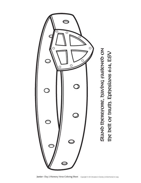 Armour Of God Belt Of Truth, Belt Of Truth Coloring Page, Helmet Of Salvation Coloring Page, Belt Of Truth Craft, Armor Of God Lesson, Sunday School Coloring Pages, Belt Of Truth, Bible Object Lessons, Children Church