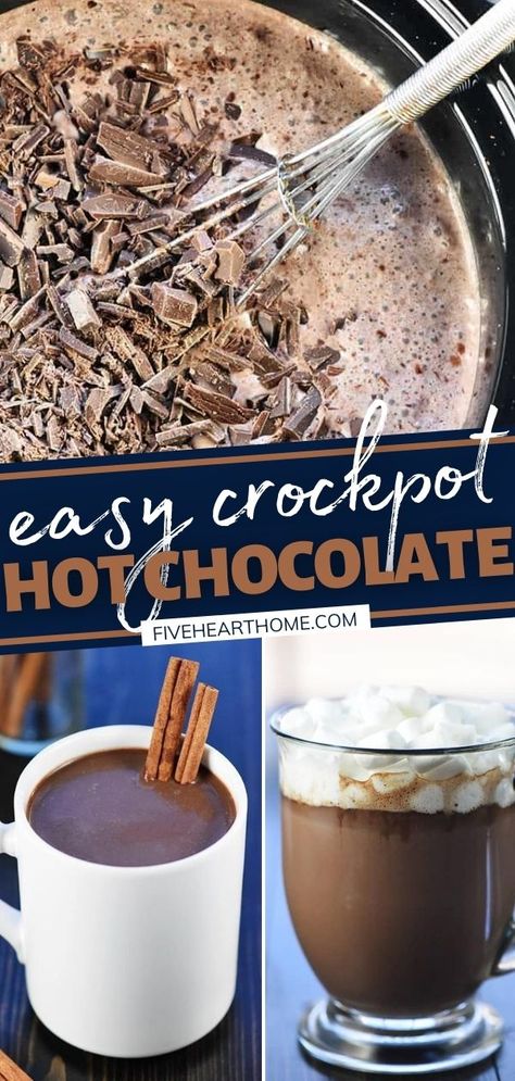 Hot Cocoa For A Crowd, Hot Chocolate Crockpot, Hot Chocolate For A Crowd, Creamy Crockpot Hot Chocolate, Hot Chocolate With Cocoa Powder, Crock Pot Hot Chocolate Recipe, Slow Cooker Hot Chocolate, Creamy Hot Chocolate Recipe, Best Non Alcoholic Drinks