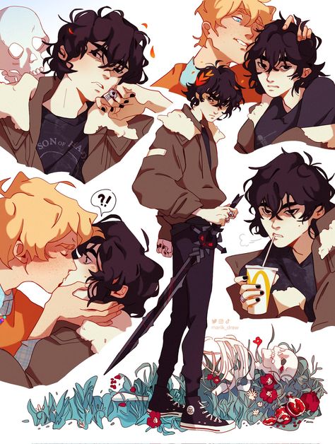 Marik⭐✨ on Twitter: "💀☀️… " Young Male Character Art, Artblock Help, Pjo Art, Solangelo Fanart, Percy Jackson Comics, Zio Rick, Percy Jackson Ships, Persassy Jackson, Percy Jackson Fan Art