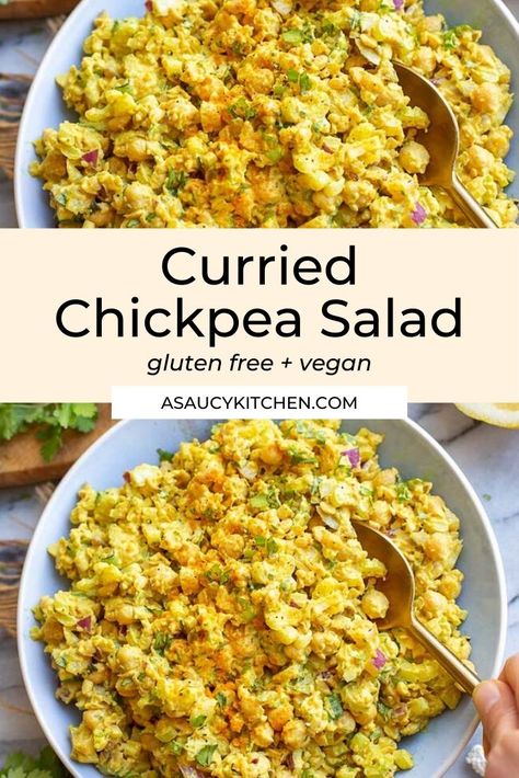 Curried Chickpea Salad, Chickpea Recipes Healthy, Ms Diet, Yeast Recipes, 2023 Recipes, Salads Recipes, Scrumptious Food, Veggie Meals, Free Friends