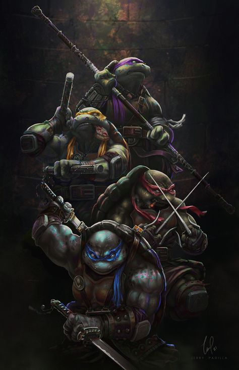 "TMNT" by Jerry Padilla Tmnt Wallpaper, Turtle Wallpaper, Turtle Day, Tmnt Comics, Teenage Mutant Ninja Turtles Artwork, Teenage Mutant Ninja Turtles Art, Ninja Turtles Artwork, Tmnt Artwork, Tmnt Art