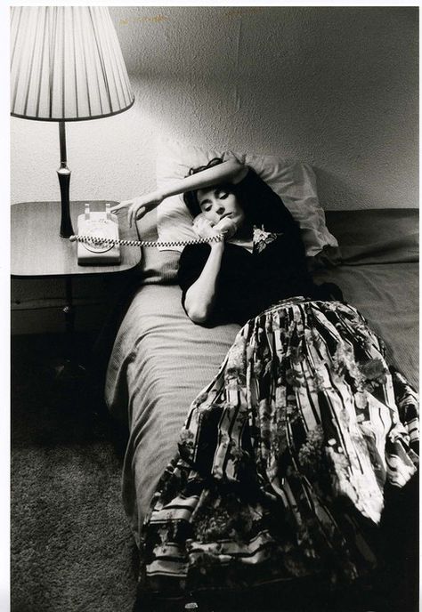 Woman lying on bed with telephone in her hand, ca.1986. Photo David Seidner Woman Laying, Female Reference, Iphone Wallpaper Quotes Love, Film Inspiration, Vintage Photography, Beautiful Photography, Hotels Room, Pose Reference, Creative Photography