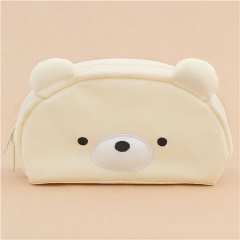 cute cream bear face animal pencil case from Japan 4 Stationary Station, Cute Pencil Cases, Japanese School Supplies, Animal Pencil Case, Cute Pencil Pouches, School Pencil Case, Cute School Stationary, Cute Pencil Case, Journaling Supplies