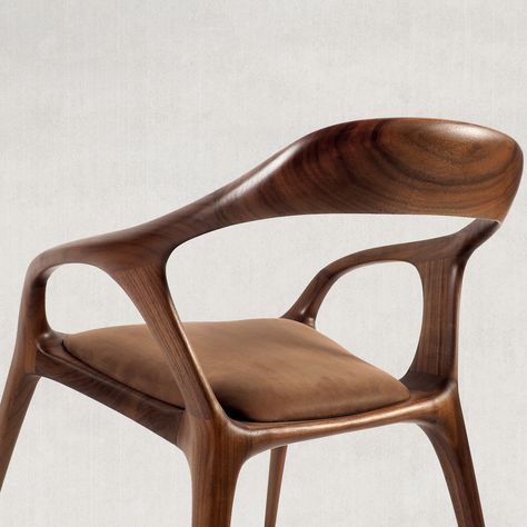 STUDIOTWENTYSEVEN • LHEA CHAIR BY CESARE MONTI Chair Design Wooden, Walnut Dining Chairs, Corner Sofa Design, Wood Furniture Design, Modern Deco, Wood Joints, Unique Chair, House Furniture Design, Living Styles