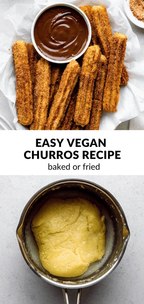 This Vegan Churros Recipe comes together with 6 simple ingredients and can be fried, baked or air fried! The churros are crispy on the outside, tender on the inside, and naturally egg-free and dairy-free. Vegan Churros Recipe, Vegan Churros, Vegetarian Christmas Recipes, Vegan Eggnog, Best Vegan Desserts, Vegan Pantry, Churros Recipe, Easy Vegan Dessert, Nut Free Recipes