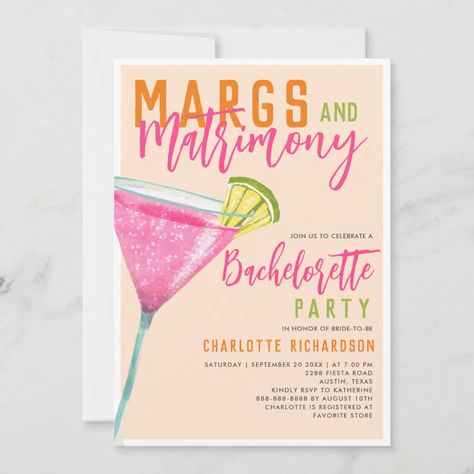 Margs & Matrimony Margarita Orange Bachelorette  Invitation Margaritas Bachelorette Party, Margarita Hens Party, Margs And Matrimony Invitations, Marg Bach Theme, Last Margarita As A Senorita Bachelorette, Marks And Matrimony Bachelorette Party, Margarita And Matrimony Bachelorette, Margs Bachelorette Theme, Margs And Matrimony Bridal Shower Ideas