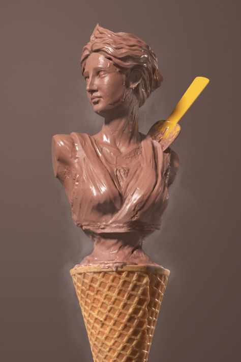 Habib's Ice Cream on Behance Easter Island Moai, Roman Food, Ice Cream Factory, Love And Gelato, Handmade Ice Cream, Famous Sculptures, Happy Art, Eye Drawing, Art Studio