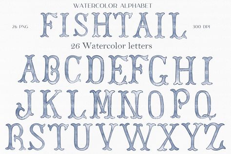 Watercolor Monogram Letter, Painted Monogram, Watercolor Letters, Hand Lettering Alphabet Fonts, V Monogram, Watercolor Crest, Watercolor Alphabet, Alphabet Monogram, Blue Diy