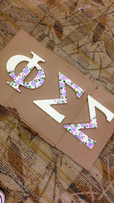 Sorority Letter Painting, Sorority Letters Painted Ideas, Letters Sorority, Painted Sorority Letters, Decorated Sorority Letters, Adpi Letters Painted, Sorority Painted Letters, Big Greek Letters Painted, Tri Sigma Letters