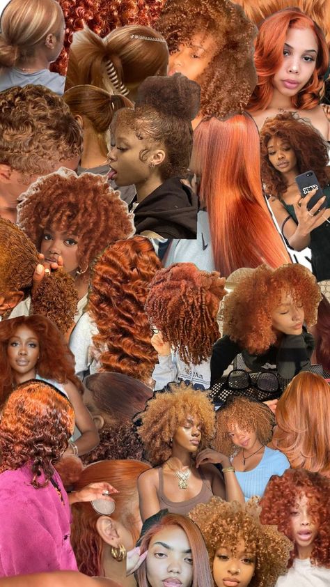 hair style color ginger curl straight woman Ginger Black Women Natural Hair, Cinnamon Dyed Hair, Gingerish Brown Hair, Outfits With Ginger Hair, Dark Skin Hair Dye, Kelis Hair Color, Adore Cinnamon Hair Color On Black Women, Dyed Hair Dark Skin, Copper Brown 4c Natural Hair