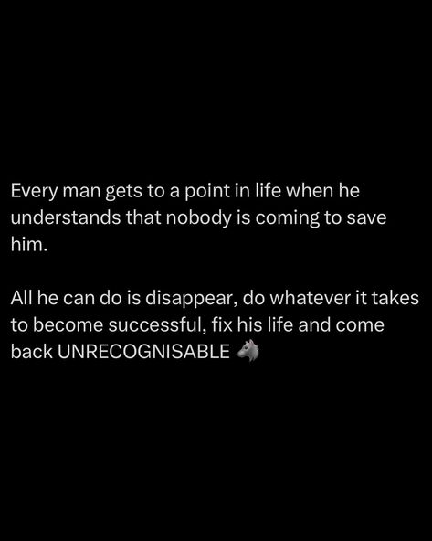 Everyone takes different amounts of time to realise: no one is coming to save you. And many never figure it out until it’s too late. The sooner you realise this the sooner you can start getting your shit together. @alphareflections #extremeownership #successful #money #disciplime #monkmode Extreme Ownership, One Word Instagram Captions, Its Too Late, Really Good Quotes, Men Quotes, Every Man, Figure It Out, Wise Quotes, Christian Faith