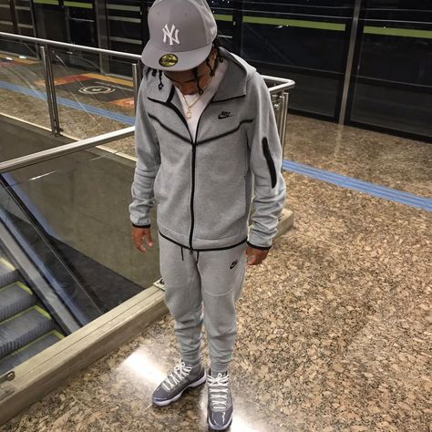 Cool Grey Jordan 6s Outfit, Jordan 6 Cool Grey Outfit, Cool Grey 11s Outfits Men, Jordan 11 Cool Grey Outfit, Nike Tech Outfit, Jordan 11 Outfit Men, Nike Tech Fleece Grey, Grey Nike Tech, Drip Clothing