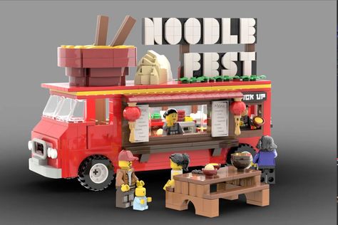 LEGO IDEAS - Food Truck Festival Lego Food, Truck Festival, Food Truck Festival, Food Stands, Ideas Food, Lego Cars, Building Techniques, Sliding Windows, Cooking Equipment